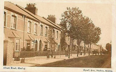 A view of attractive terraced houses along the tree lined   Albert Road   in Henley.